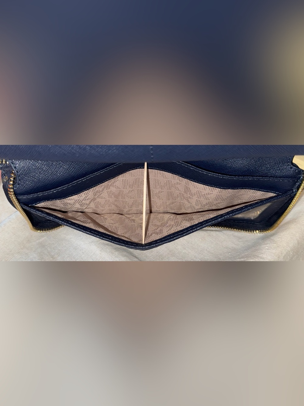 Michael Kors Navy Saffiano Zip-Around Wristlet Wallet - Picture 8 of 15